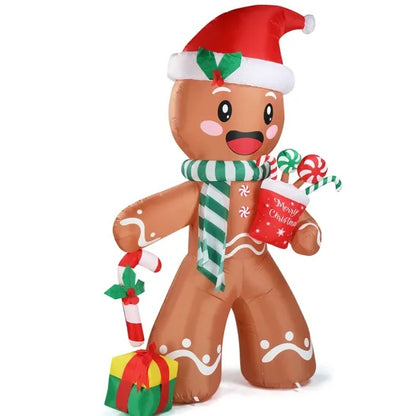 7.9 FT Lighted Christmas Inflatable Decoration, Inflatable Gingerbread Man Outdoor Decoration, Funny Blow Up Yard Decorations With Built-in LED Lights For Holiday Party Front Yard Lawn Garden Decor