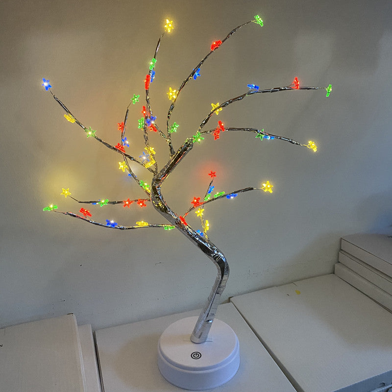 LED Night Light Mini Christmas Tree Copper Wire Garland Lamp For Kids Home Bedroom Decoration Decor Fairy Light Holiday Lighting