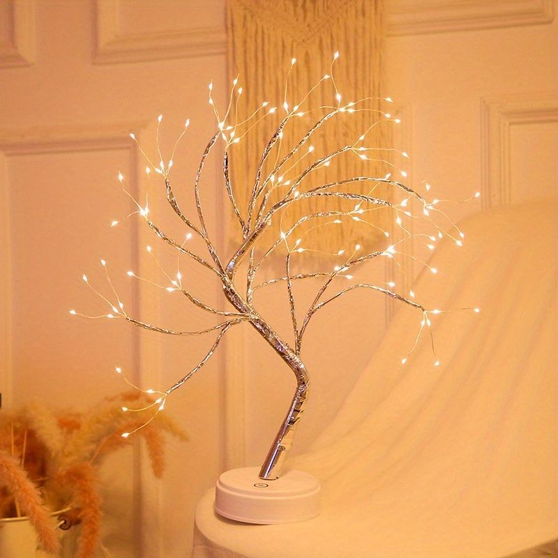 LED Night Light Mini Christmas Tree Copper Wire Garland Lamp For Kids Home Bedroom Decoration Decor Fairy Light Holiday Lighting